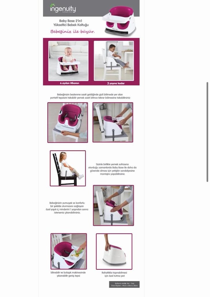 Ingenuity Baby Base Portatif Mama Sandalyesi Slate - 6