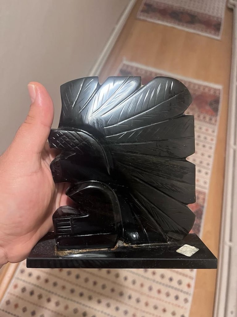 Meksika’dan El Yapımı Siyah Obsidyen Maya Figürü - 3