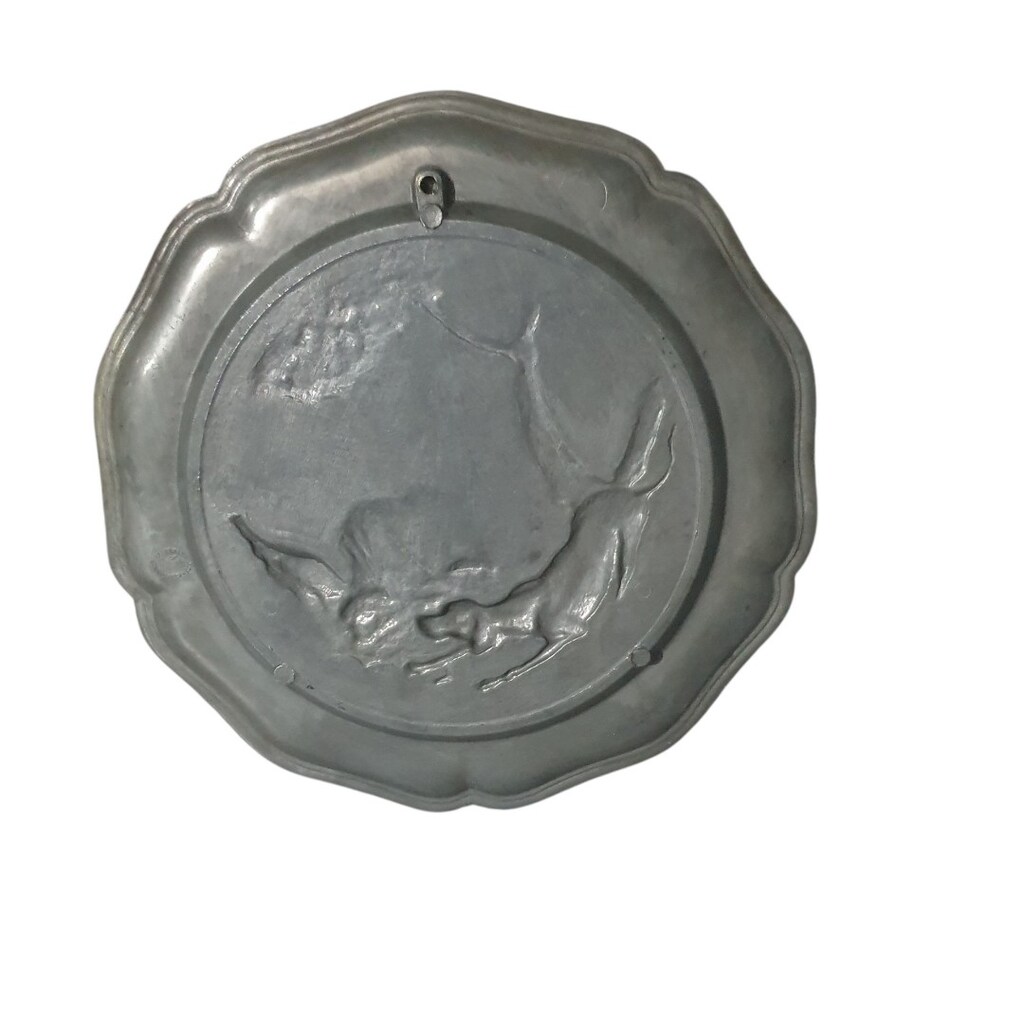 Vintage Avrupa Zin Duvar Tabağı - 3