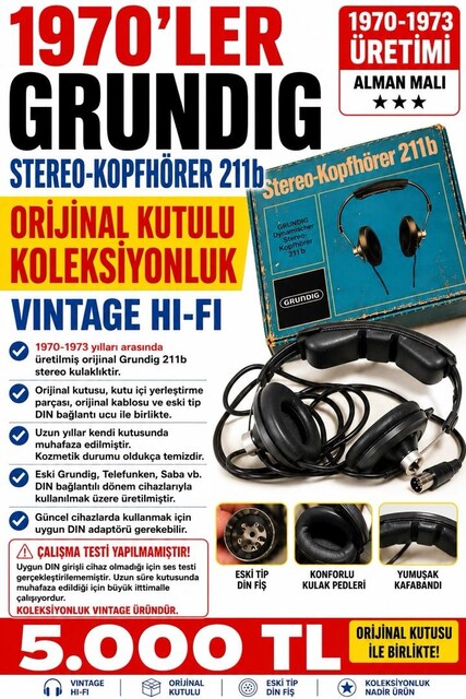 1970 ‘ ler Grundıg kulaklık vintage retro