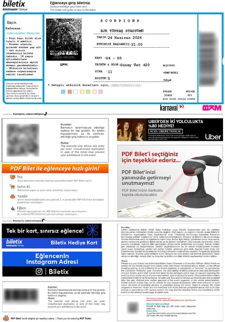 Scorpions konserine bilet