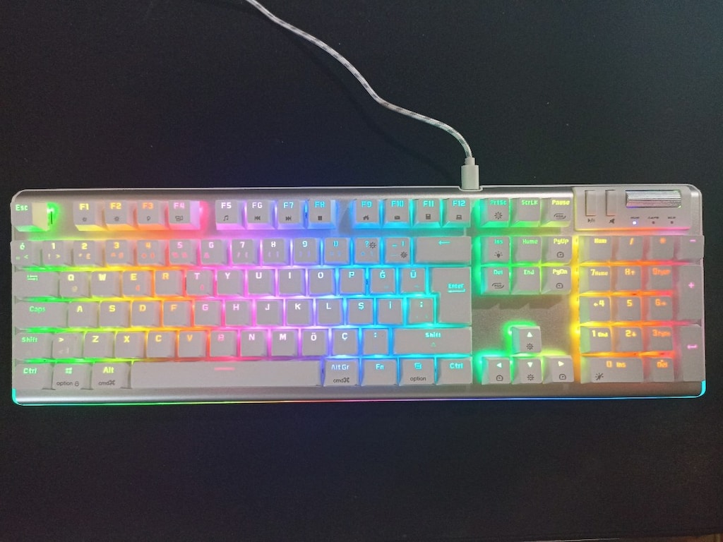 Rampage Carbon Bilek Destekli Red Switch Oyuncu Klavyesi-Beyaz - 2