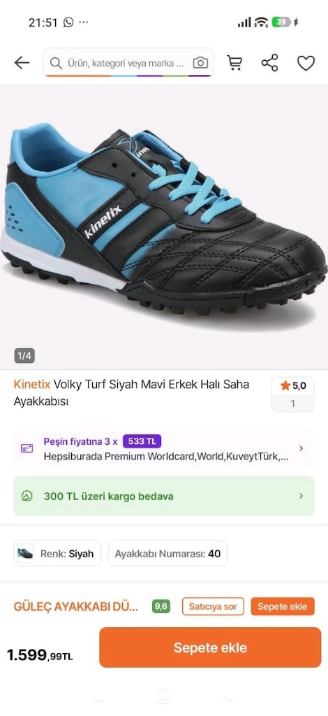 Kinetix krampon- halı saha için