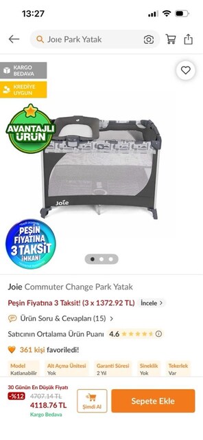 joie park yatak