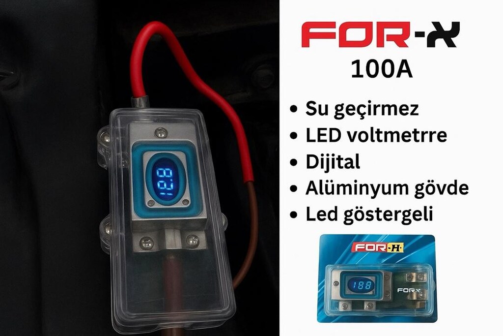 FORX X02 NEON IŞIKLI VOLTMETRELİ OTO SES SİSTEMİ DAĞITICI