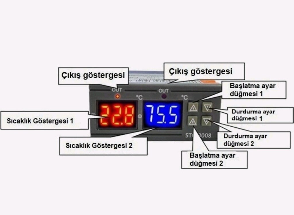 STC-3008 TERMOSTAT ÇİFT EKRANLI 220V 10A - 2