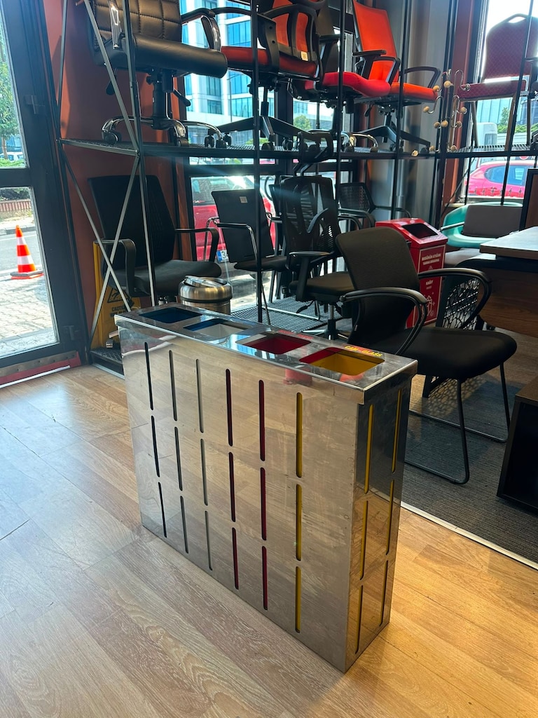 KLAS OFİS ÜSKÜDAR 80x20x70 PASLANMAZ ÇELİK GERİ DÖNÜŞÜM KOVASI - 2