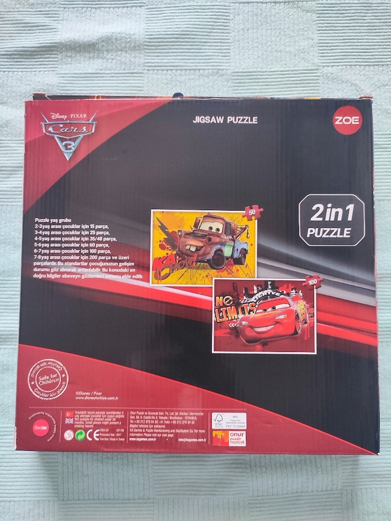 Disney arabalar 2si 1 arada puzzle 50-100 parça - 2