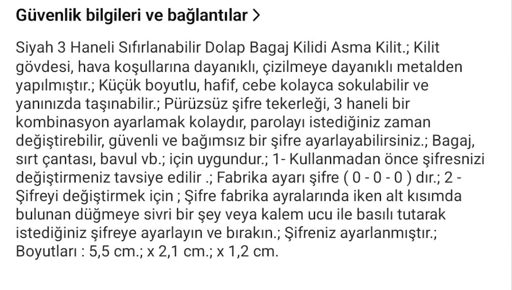 Sıfır Siyah 3 Haneli Şifreli Bagaj / Dolap Kilidi – Kompakt & Dayanıkl - 4