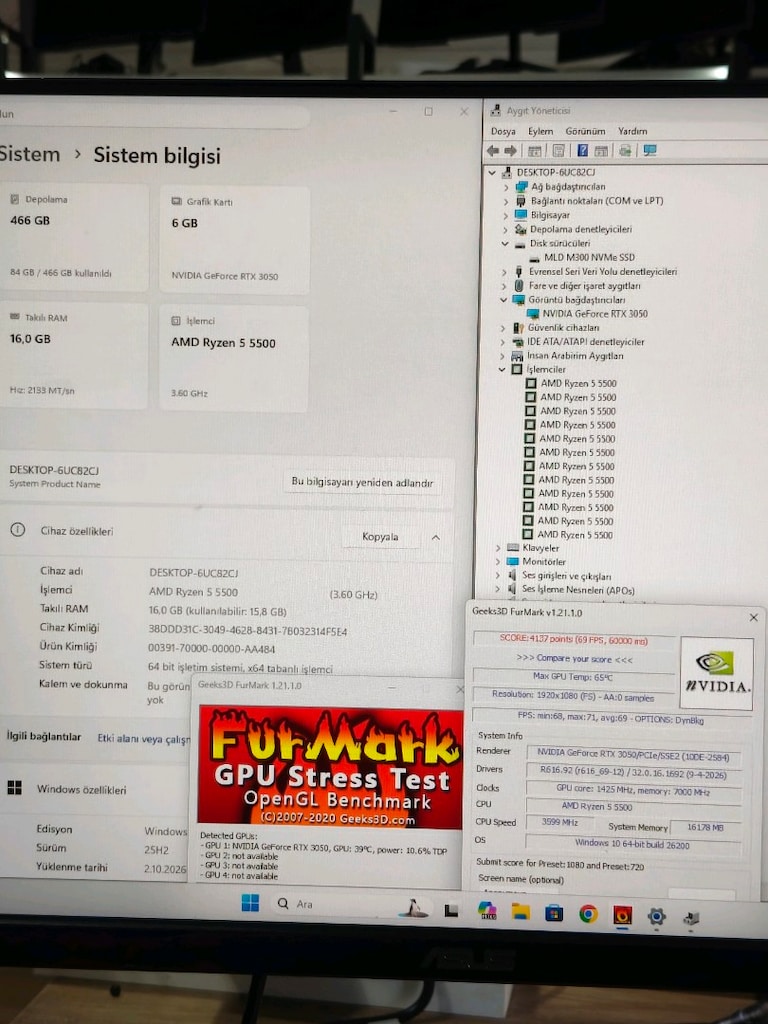 RTX 3050 RYZEN5 5500 16GB RAM 500GB M2SSD 500W AKVARYUM OYUNCU - 7