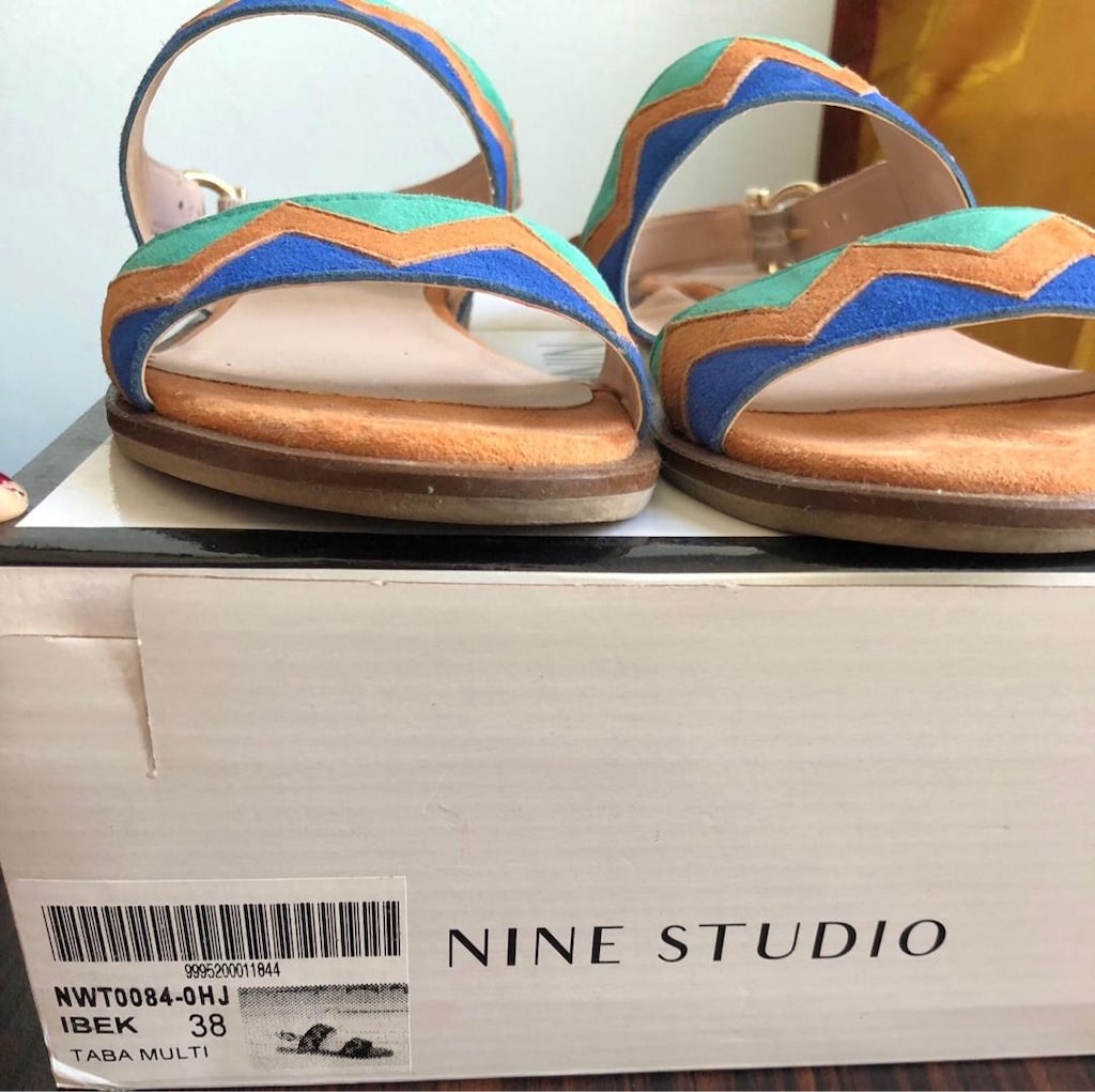 nine west hakiki süet etnik desen sandalet - 16