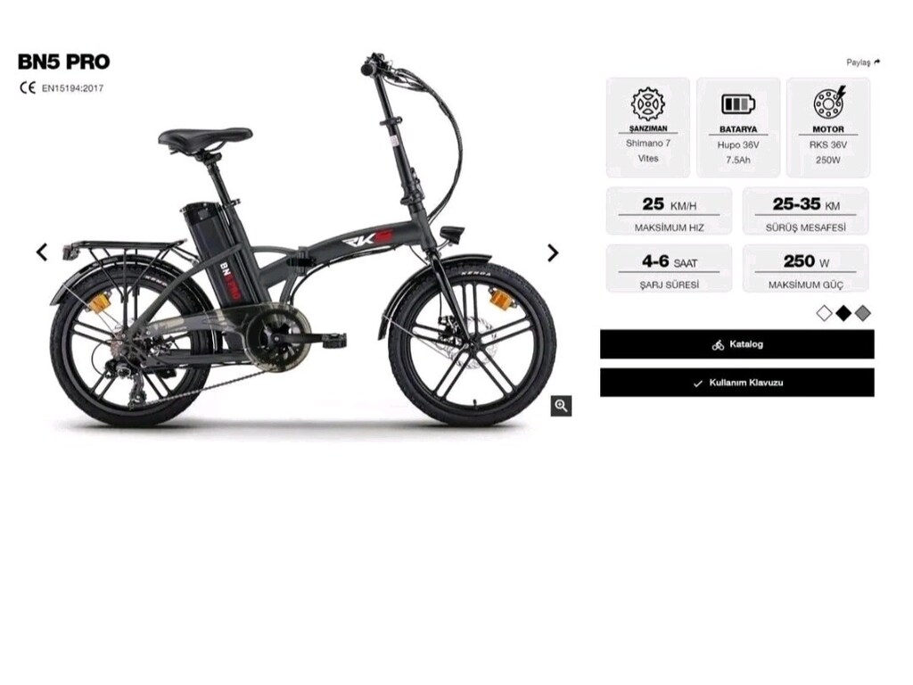 SIFIR KUTUSUNDA RKS BN5 ELEKTRİKLİ KATLANIR BİSİKLET - 4