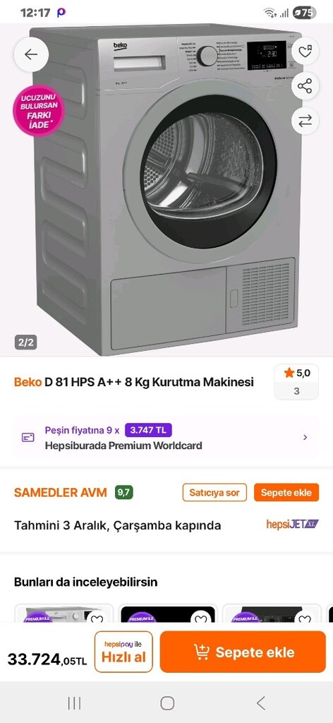 Beko D 81 HPS A++ 8 Kg Garantili TERTEMİZ SORUNSUZ CİHAZ SIFIR AYARIDA - 16