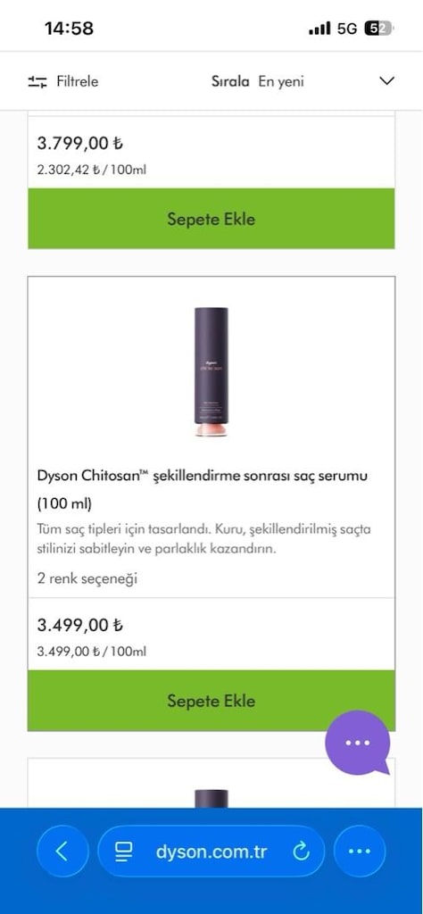 Dyson Chitosan şekillendirme sonrası saç serumu-Açılmamış Ambalajında