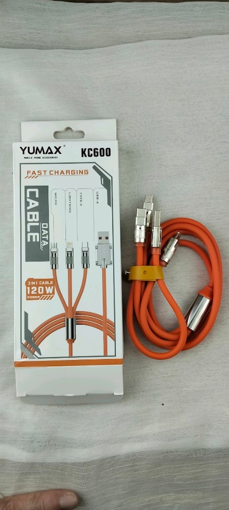 Sıfır YUMAX KC600 120W 3'ü 1 Arada Hızlı Şarj Kablosu - 2
