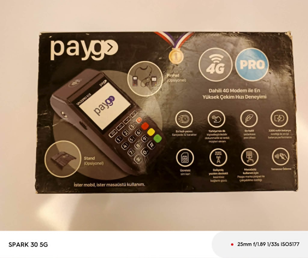 PAYGO YAZARKASA POS CİHAZI NEREDEYSE SIFIR JELATİNLİ - 2