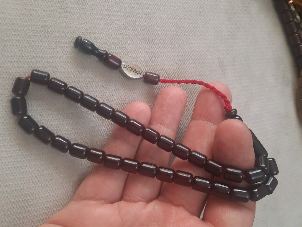 3 adet sıkma kehribar tesbih set - 8