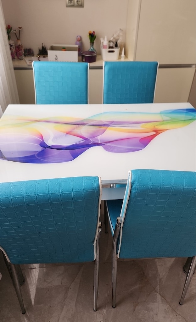 Mavi Renkli Yemek Masası ve Sandalyeler - 3