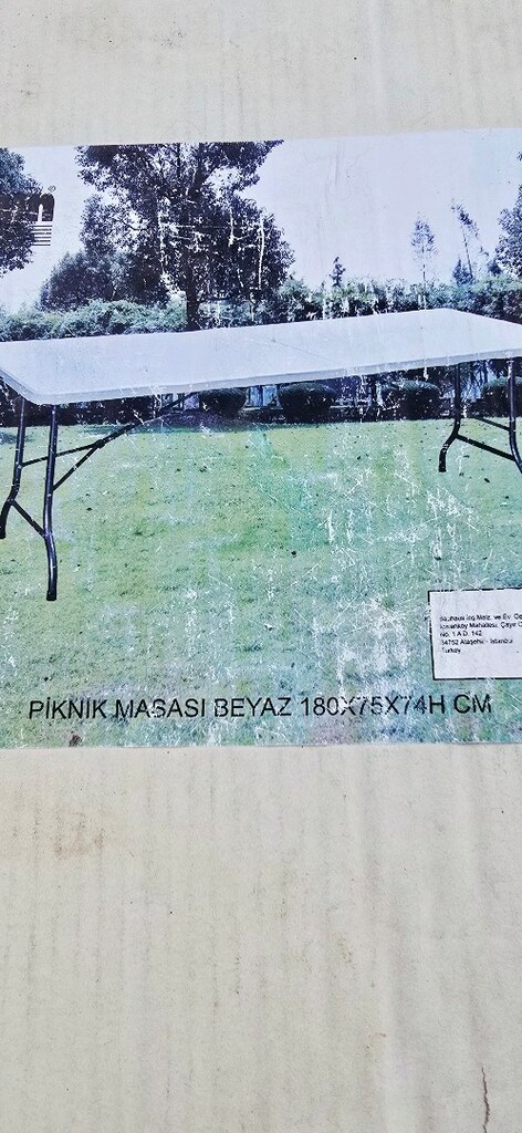 SUNFUN 180x75x74 BEYAZ KATLANIR KAMP PİKNİK MASASI - 4