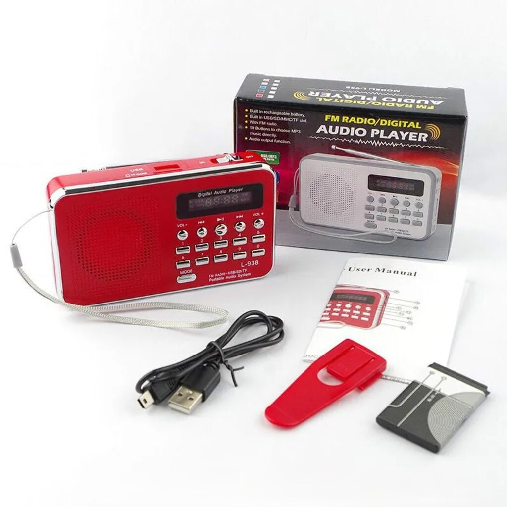 Şarjlı Mini FM Radyo Dijital Ekran USB SD TF Destekli Cep Radyosu - 11