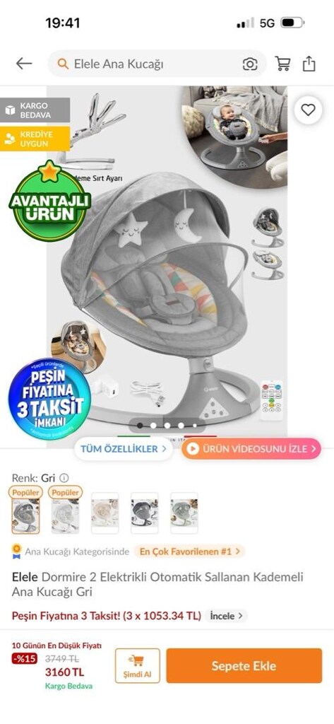 elele marka ana kucağı 1 ay kullanıldı