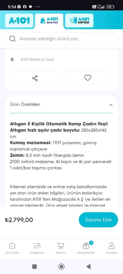 DEV KAMPANYA 5 saniyede kur ve topla 5 kişilik otomatik kamp çadırı - 2