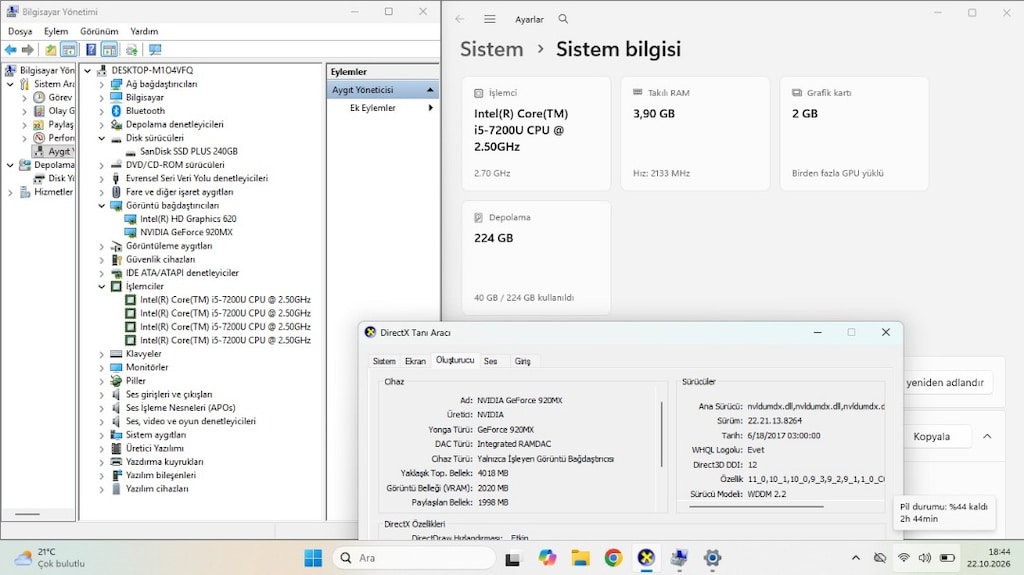 İ5 7.NESİL + 2 GB NVİDİA EKRAN + SSD - SIFIR BATARYA - 4