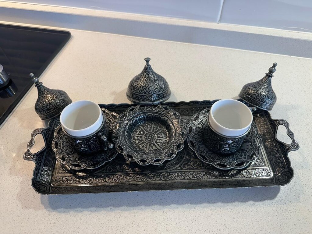 Metal ikili kahve takımı Damat kahvesi takımı - 3
