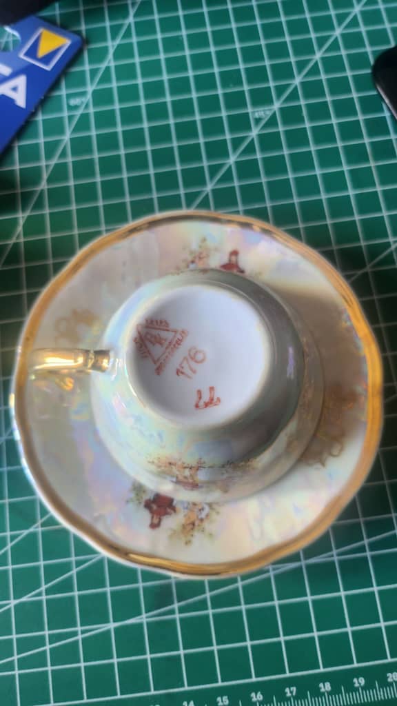 Vintage Yugoslav Jugo Porcelan Sedefli Aşıklar Çay/Kahve Takımı - 2