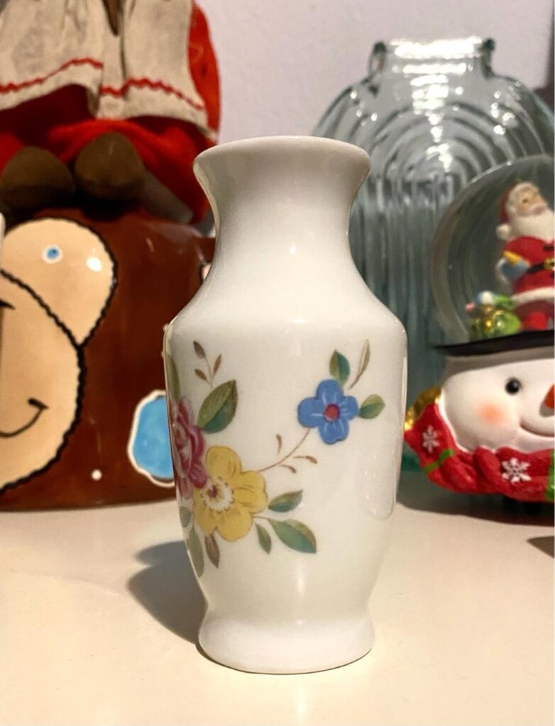 Vintage El Yapımı Mini Porselen Vazo - 9