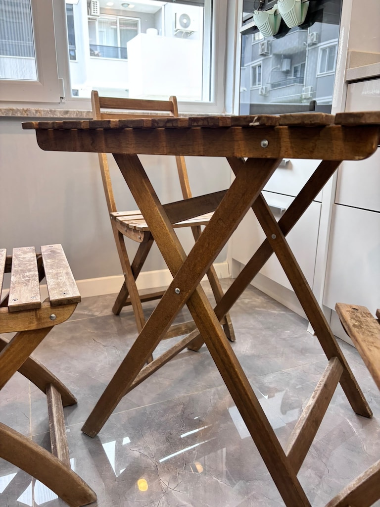 IKEA KATLANIR BALKON MASASI VE 3 LÜ SANDALYE TAKIMI - 4