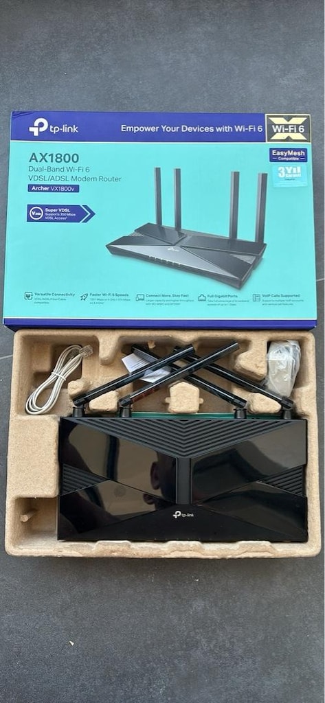 TP-Link Archer VX1800 Wi-Fi 6 VDSL/ADSL Modem Router - Faturalı Garant
