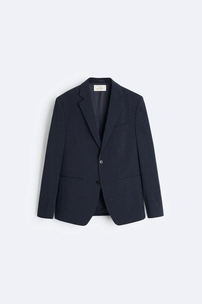 zara %100 yün çok şık lacivert blazer ceket - 8