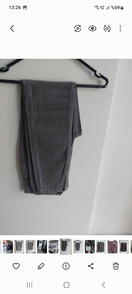 M&S 40 no.Gri ince kadife bayan pantolon — görsel 2/3