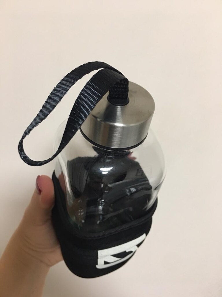 H2O Siyah Kılıflı cam Su Şişesi 500 ml - 10