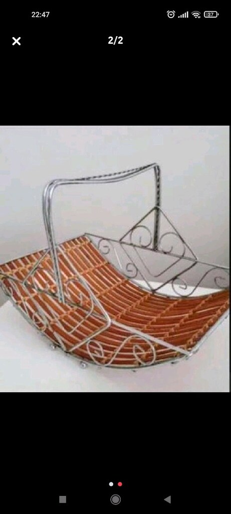 RATTAN AHŞAP FERFORJE MEYVELİK EKMEKLİK SEPET - 2