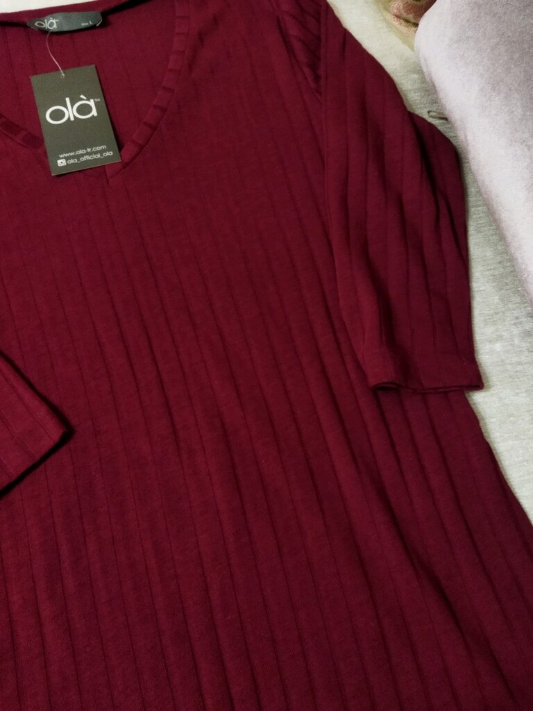 Bordo triko uzun tunik şeklinde - 3