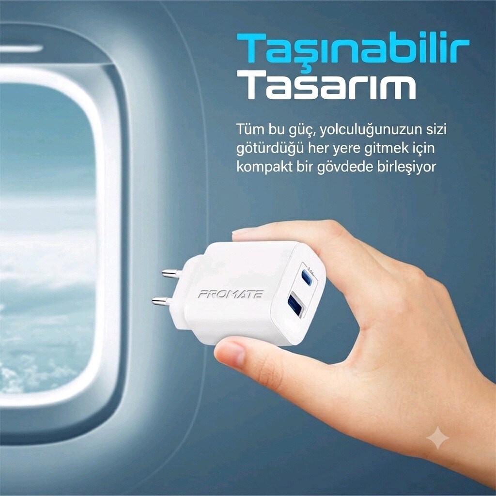 Promate Dual Port Hızlı Şarj Cihazı 17W - 6