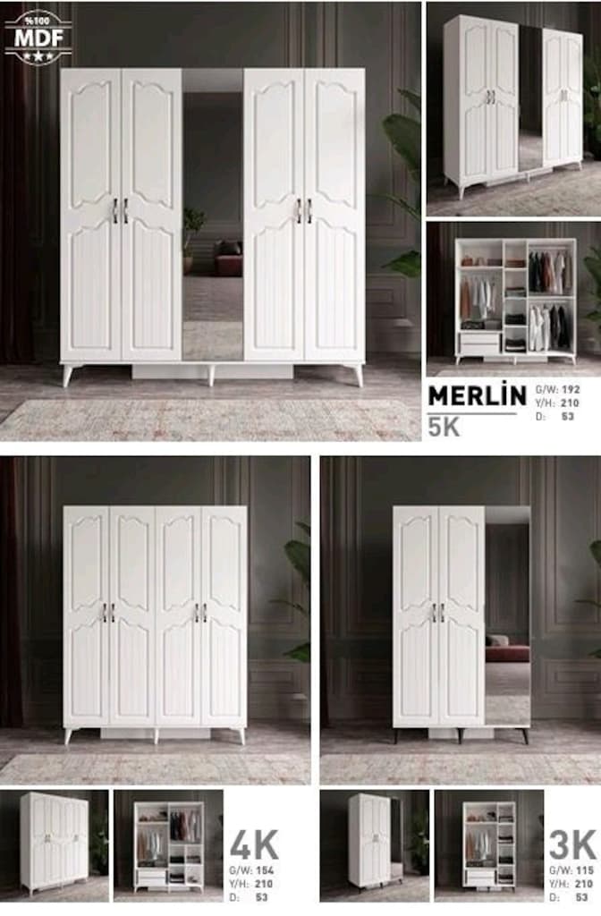ELBİSE DOLABI SIFIR İMALATTAN MEBRAN MDF - 4