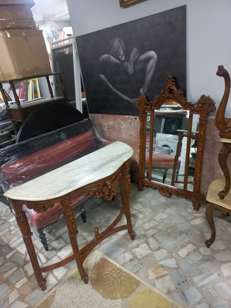 Antika Dresuar Ayna Takımı & Oyma Avangart - 12