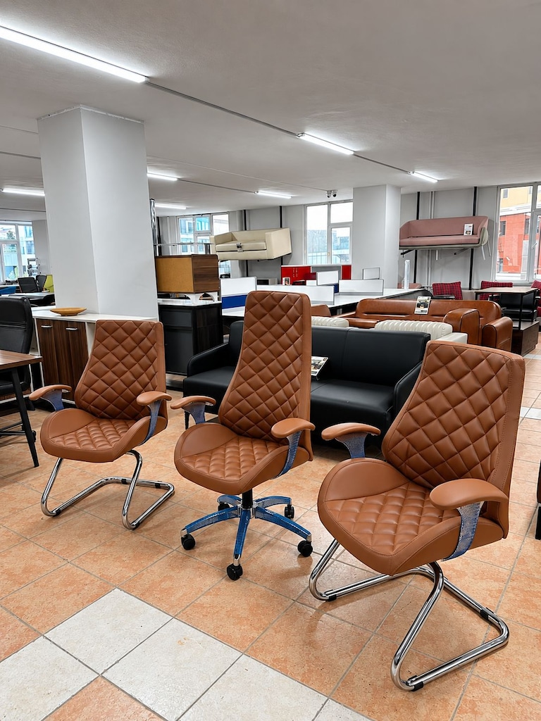 KLAS OFİS ÜSKÜDAR TABA BAKLAVA DESENLİ DERİ MÜDÜR KOLTUK TAKIMI - 3