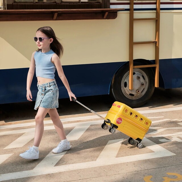 Travel Buddies Bin ve Seyahat Et Okul Otobüsü Bavul Sarı