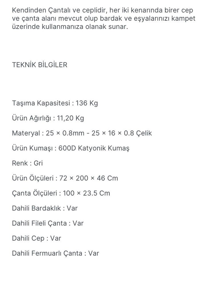 orcamp out2361 letto katlanır kampet - 3