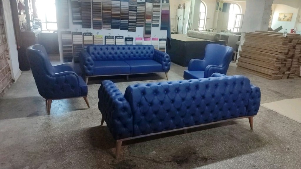 Mavi Kapitone Detaylı Koltuk Takımı imalatı, CHESTER KOLTUK İMALATI - 3