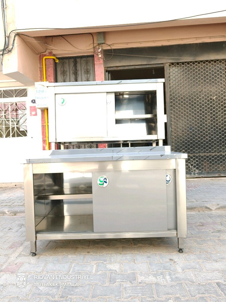 140 cm krom tezgah endüstriyel hazır mutfak krom çalışma tezgahı - 14