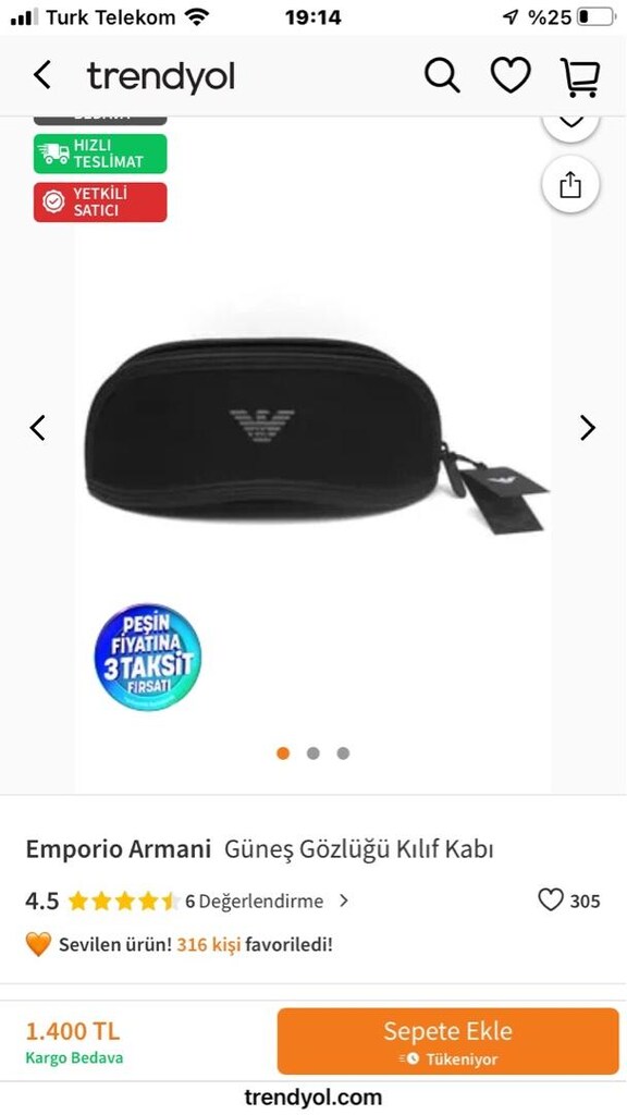 EMPORİO ARMANİ ORJİNAL G.GÖZ.KILIFI&BEZİ - 3