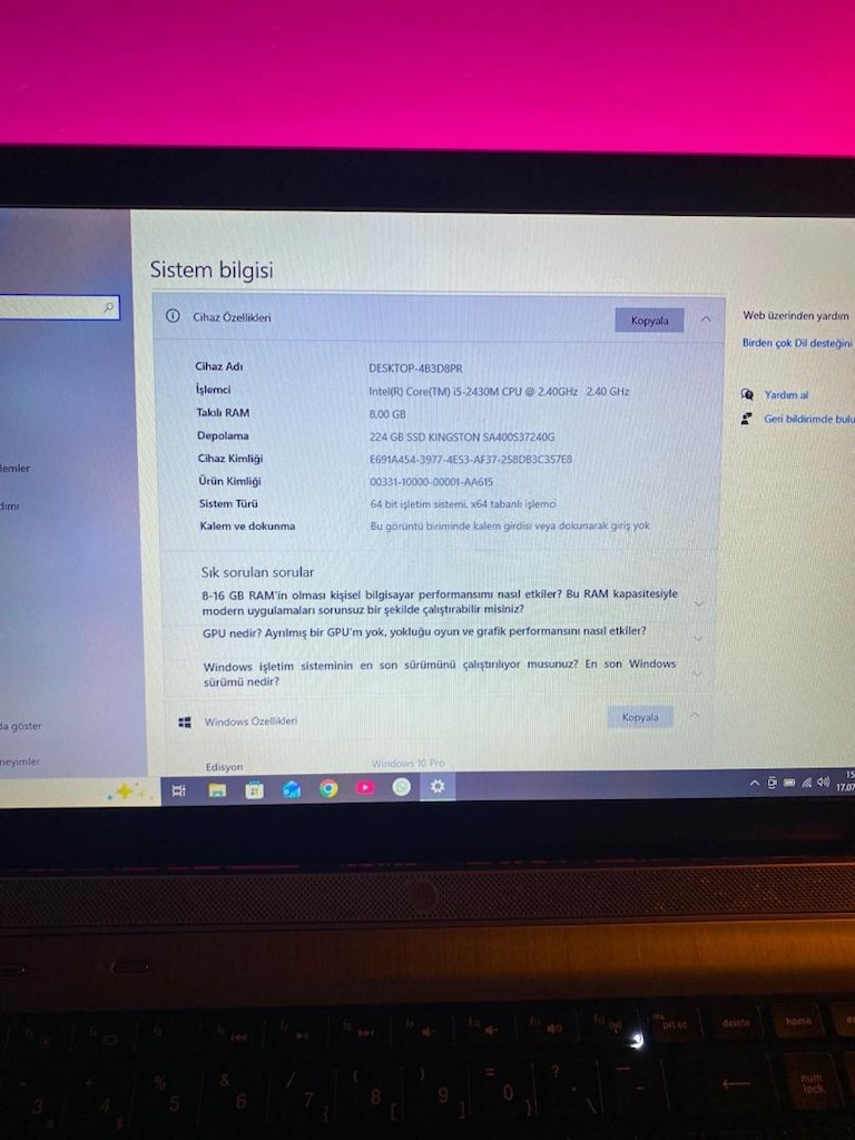 HP - İ5-8 GB RAM -256 GB SSD LAPTOP - 2