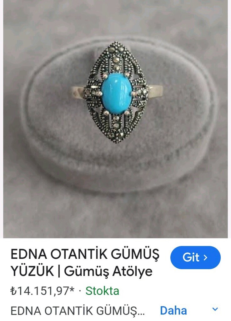 OTANTİK VİNTAGE GÜMÜŞ FİRUZE TAŞ YÜZÜK - 9