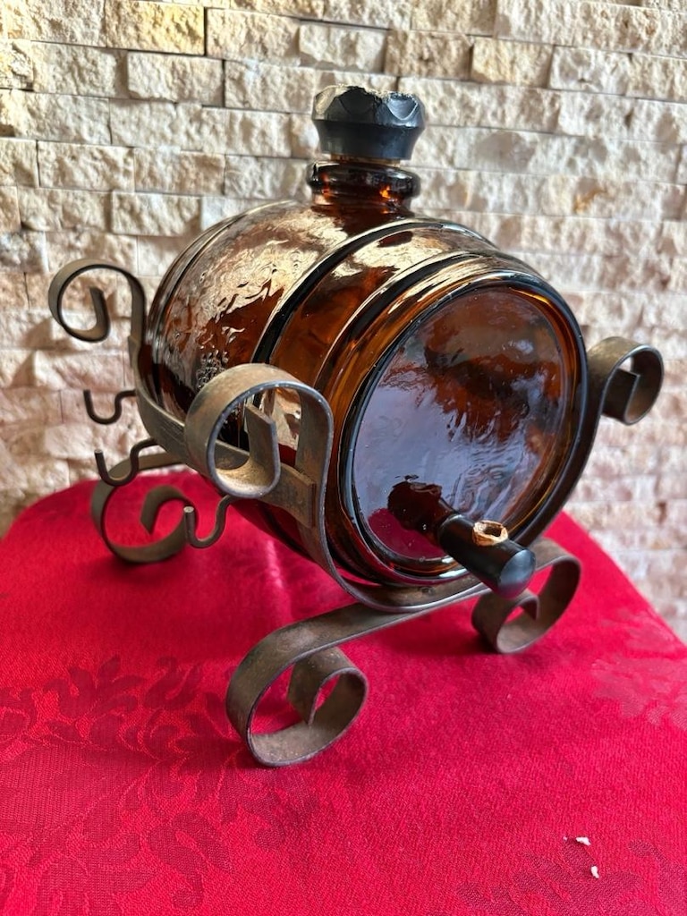 Ferforje Standlı Vintage Cam İçki Fıçısı – 1.5 Litre (Dönem Ürünü) - 10