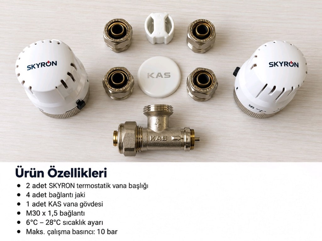 SKYRON Termostatik Petek Vana Başlığı ve Jakları - 3